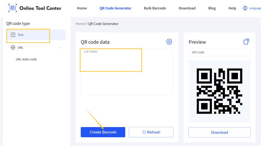 Convertire testo in codice QR