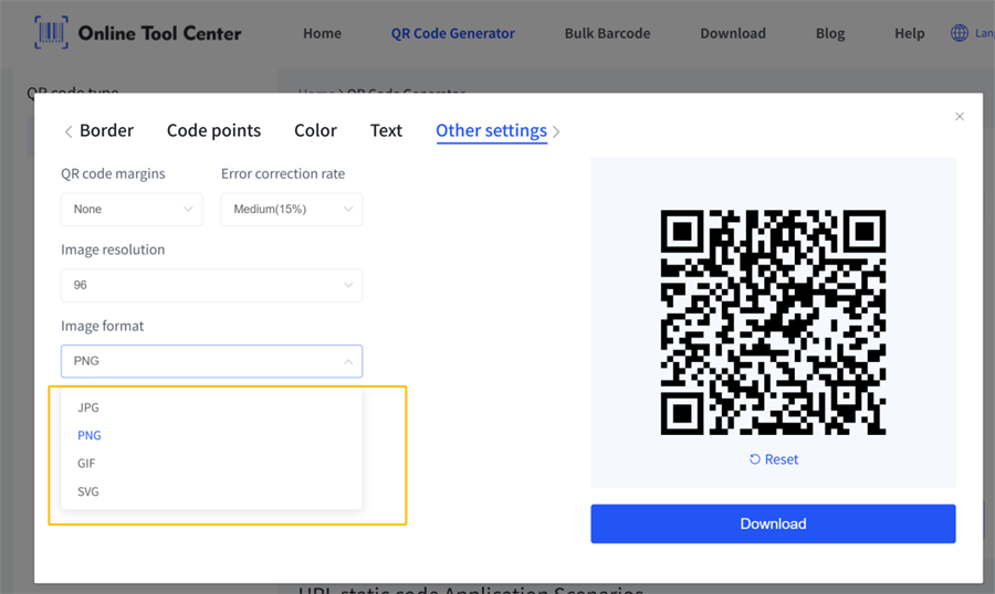 Formato immagine codice qr