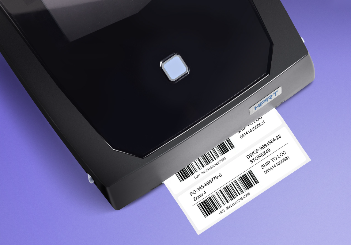 A label being printed from a stampante codice a barre