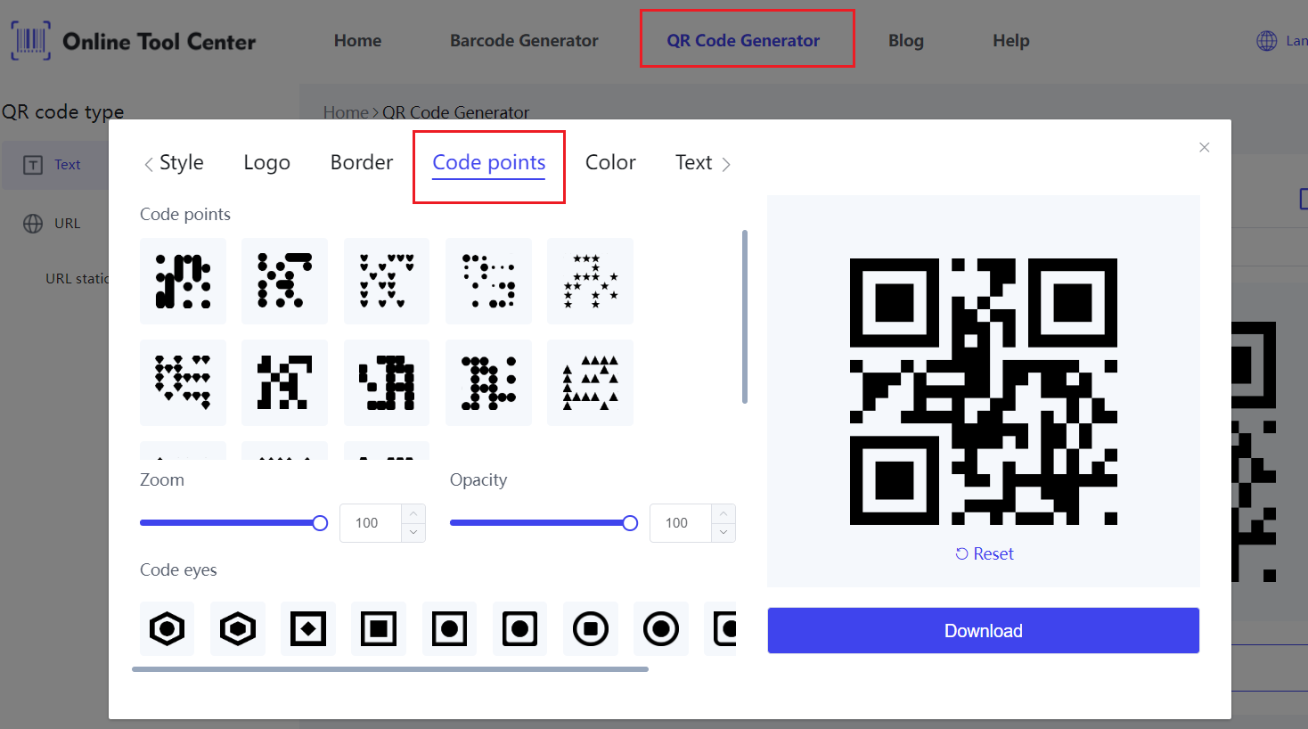 Crea codici QR con Dots.png