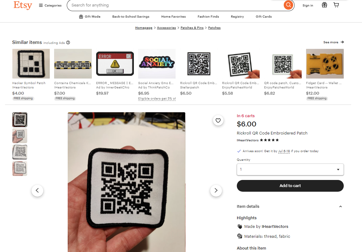 Rotolo rick con codice qr ricamato da Etsy.png