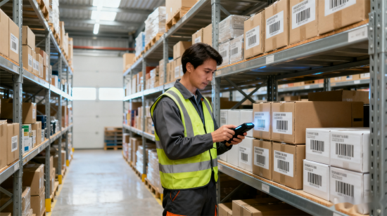 barcode scanning in the warehouse Scansione dei codici a barre nel magazzino