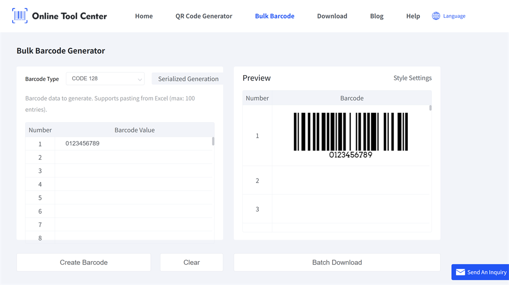 bulk barcode generator generatore di codici a barre in massa