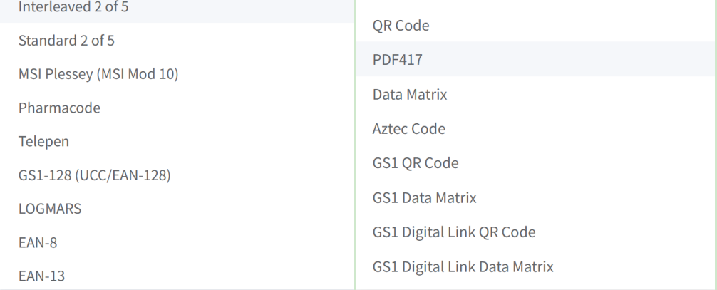 supported 1d 2d barcode formats Formati di codice a barre 1d 2d supportati