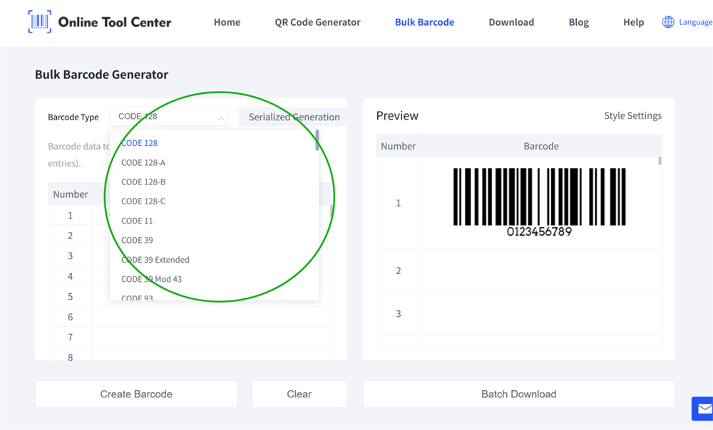 bulk barcode generator generatore di codici a barre in massa