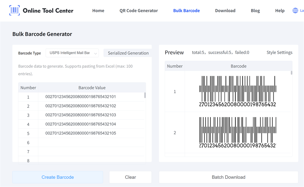 bulk impb barcode generator generatore di codici a barre impb in massa