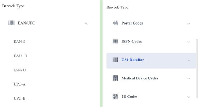 tipi di codici a barre