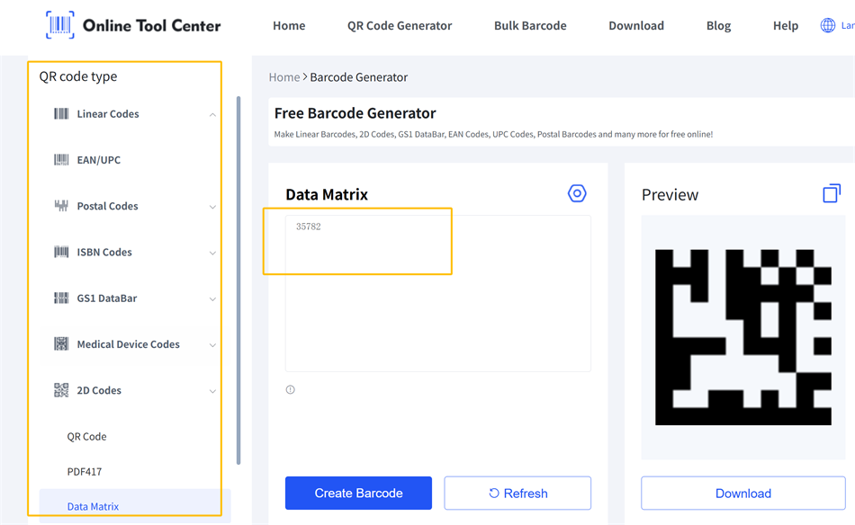 Generatore di codice DataMatrix