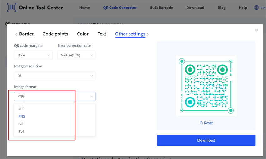 Formati di immagini di codici QR statici