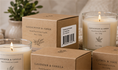 handmade candle with barcode candela fatta a mano con codice a barre