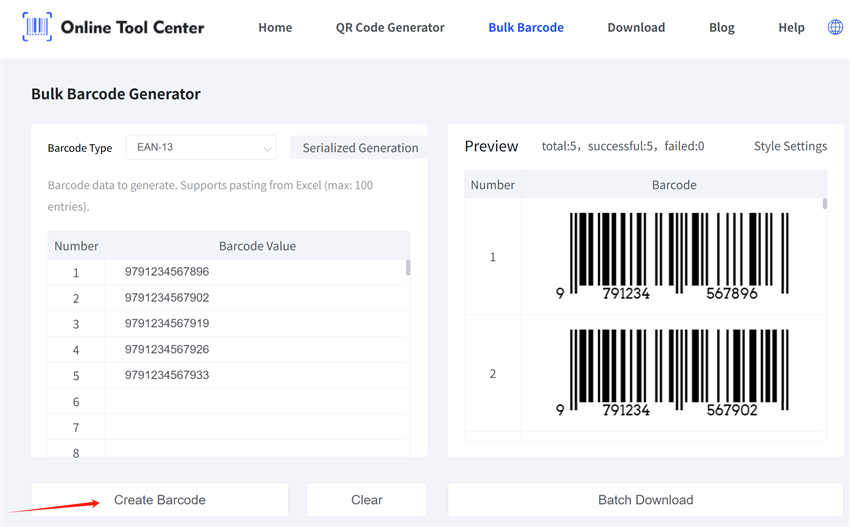 bulk generating EAN barcodes generazione in massa di codici a barre EAN