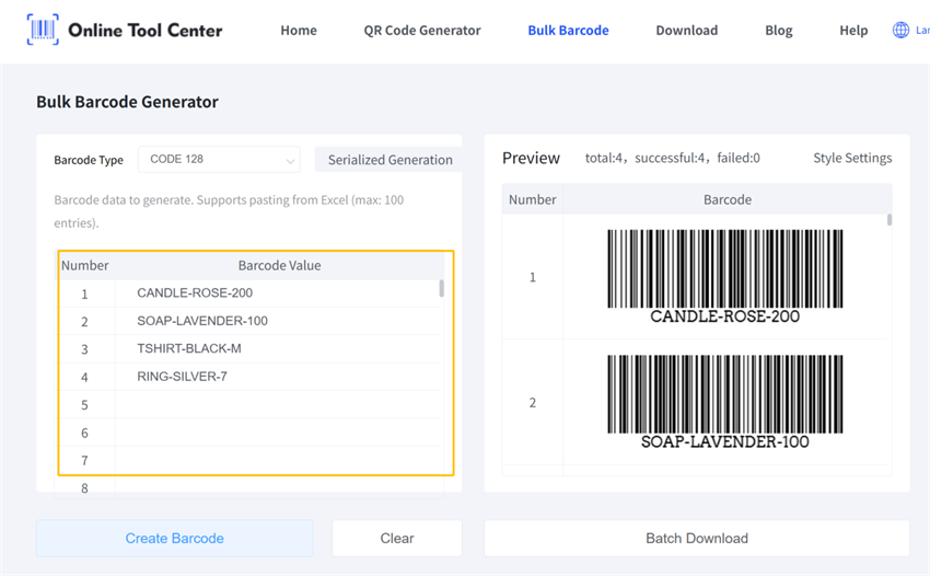 erate multiple barcodes codici a barre multipli