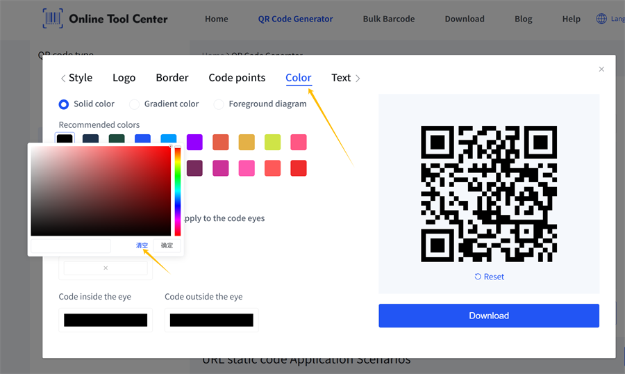 QR codice colore setti