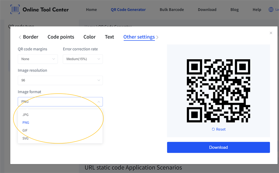 Formato immagine codice qr
