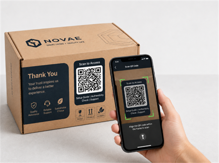 scan qr code on packing box scansionare il codice QR sulla scatola di imballaggio